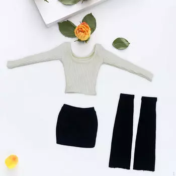 1/6 Scale Girl Doll Tube Top with Long Sleeves for 12 Action Figure Outfit белый