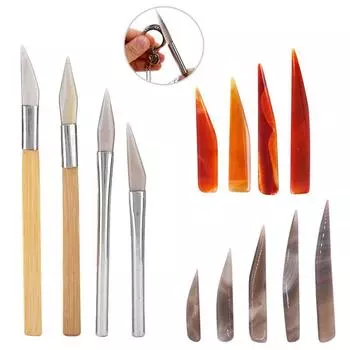 1-6 шт. Агатовый нож, агатовый полировальный станок, полировальный нож с бамбуковой ручкой, инструменты для изготовления ювелирных изделий, различные характеристики