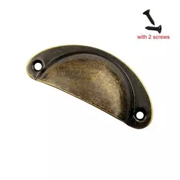 1/6 шт. Чашеобразный ящик Полумесяц Мебельная фурнитура Ретро Ракушка Ручка Кухонный ящик Дверца шкафа Античная латунь Железные ручки 1pc