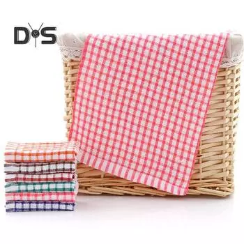 1/6 шт. чистящие полотенца, не царапающие, высокоабсорбирующие, хлопковые полотенца для мытья посуды, клетчатый принт, многоразовые, для дома, ресторана, отеля, рук и лица синий