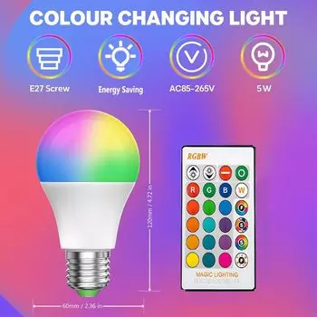 1-6 шт. Цветная лампочка E27 5 Вт с регулируемой яркостью RGBW светодиодные лампочки для создания настроения с 24-кнопочным пультом дистанционного управления 16 цветов для дома