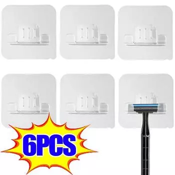 1-6 шт. держатель для бритвы без дырокола, кронштейн для хранения мужской бритвы, настенный крючок, полка для ванной комнаты, органайзер для домашнего хранения, аксессуары