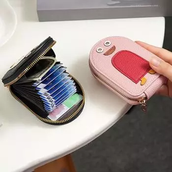 1/6 шт. держатель для кредитных карт с дизайном пингвина, кошелек с застежкой-молнией, износостойкий водонепроницаемый держатель для карт, органайзер с 11 отделениями светло-фиолетовый