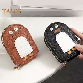 1/6 шт. держатель для кредитных карт с дизайном пингвина, кошелек с застежкой-молнией, износостойкий водонепроницаемый держатель для карт, органайзер с 11 отделениями светло-фиолетовый