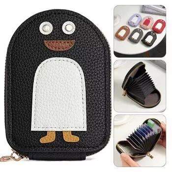 1/6 шт. держатель для кредитных карт с дизайном пингвина, кошелек с застежкой-молнией, износостойкий водонепроницаемый держатель для карт, органайзер с 11 отделениями