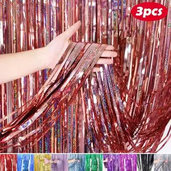 1/6 шт фольга металлическая мишура мерцающая занавеска для двери для украшения свадьбы дня рождения вечеринки 1PCS золотой