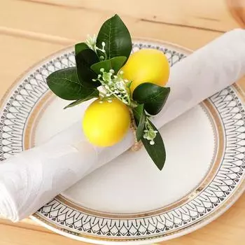 1/6 шт., кольца для салфеток с лимоном, реалистичные, простые в использовании, в деревенском доме, ручная работа, кольцо для салфеток с зеленью, держатель для салфеток, украшение для свадебной вечеринки 1pc