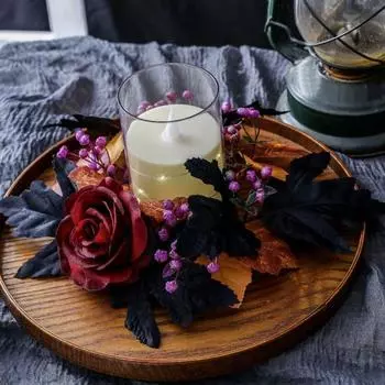 1/6 шт., кольца для свечей на Хэллоуин, кленовый лист, подсвечник ручной работы, венок, стол, центральные детали, украшение для двери, стены, окна на осень, День благодарения 6pcs