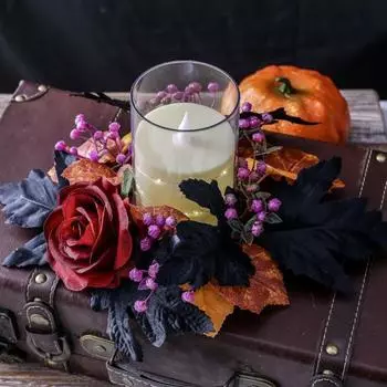 1/6 шт., кольца для свечей на Хэллоуин, кленовый лист, подсвечник ручной работы, венок, стол, центральные детали, украшение для двери, стены, окна на осень, День благодарения 6pcs