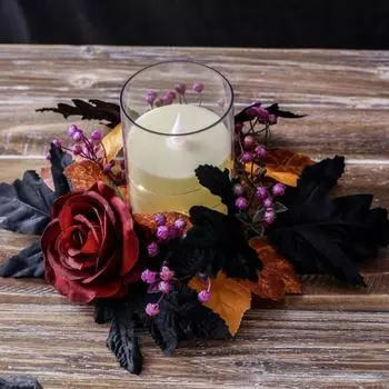 1/6 шт., кольца для свечей на Хэллоуин, кленовый лист, подсвечник ручной работы, венок, стол, центральные детали, украшение для двери, стены, окна на осень, День благодарения 6pcs