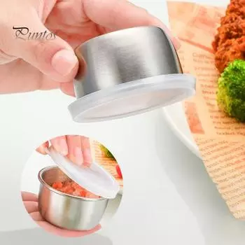 1/6 шт. Контейнеры для заправки салата 40 мл, нержавеющая сталь, стаканчик для соуса, многоразовые, герметичные, с силиконовыми крышками 1pc