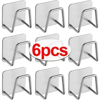 1-6 шт. Кухонная мойка из нержавеющей стали, держатель для губок, самоклеящаяся полка для сушки слива, настенные крючки для хранения, органайзер