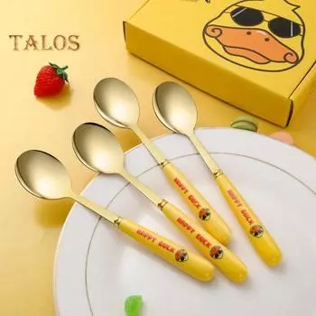 1/6 шт. ложка для смешивания, анти-ошпаривание, тонкая работа, устойчивая к коррозии, модная портативная ложка для торта с уткой и рисунком на каждый день 1pc