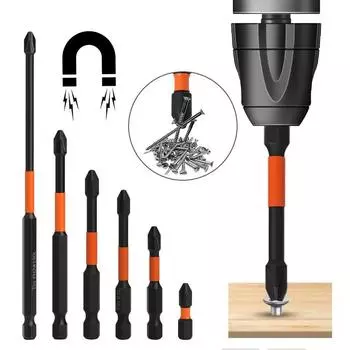 1/6 шт., магнитная электрическая отвертка, крестовая головка PH2 S2, ударная головка из сплава, твердая отвертка, противоскользящая отвертка, ручная дрель, инструмент 25mm
