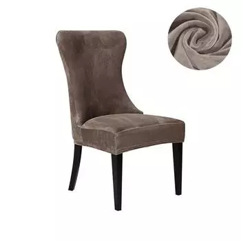 1/6 шт. мягкий бархатный чехол на обеденный стул, эластичный чехол на стул без подлокотников с высокой спинкой, пылезащитный однотонный чехол на сиденье для вечеринки в отеле 1pcs