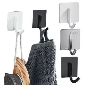 1/6 шт. настенные вешалки из нержавеющей стали прочные самоклеящиеся крючки для полотенец нержавеющие устойчивые к коррозии 1pc чёрный