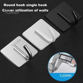 1/6 шт. настенные вешалки из нержавеющей стали, прочные самоклеящиеся крючки для полотенец, устойчивые к коррозии, вешалки для посуды, самоклеящиеся крючки для халатов 1pc чёрный