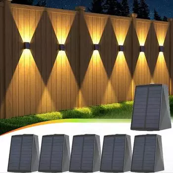 1~6 шт. настенный светильник на солнечных батареях теплый свет наружный водонепроницаемый светящийся вверх и вниз освещение балкон двор сад украшения огни