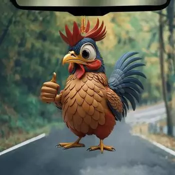 1/6 шт. Рождественский цыпленок, украшение, милый мультяшный мотив, акриловая подвесная подвеска, украшение на рождественскую елку для зимних вечеринок, декор для фермерского дома A