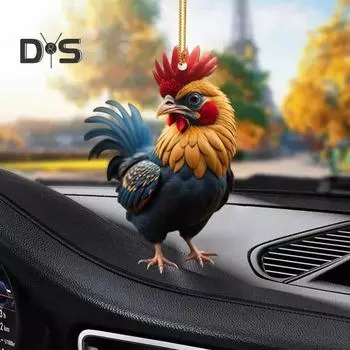 1/6 шт. Рождественский цыпленок, украшение, милый мультяшный мотив, акриловая подвесная подвеска, украшение на рождественскую елку для зимних вечеринок, декор для фермерского дома A