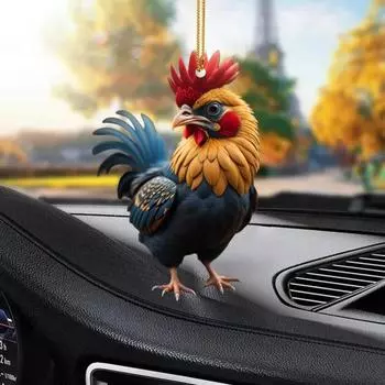 1/6 шт. Рождественский цыпленок, украшение, милый мультяшный мотив, акриловая подвесная подвеска, украшение на рождественскую елку для зимних вечеринок, декор для фермерского дома B