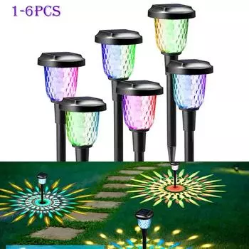 1-6 шт. Солнечный садовый светильник, уличный светильник на солнечных батареях, водонепроницаемый ландшафтный светильник для украшения дорожки, патио, двора, газона 1PCS