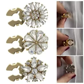 1/6 шт. Стразы Накладки на пуговицы Цветочные рукава Накладки на пуговицы Без пришивания Мгновенные застежки для пуговиц Украшения на пуговицы 1pc