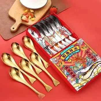 1/6 шт. суповая ложка из нержавеющей стали ложка русалки кавайная посуда в форме рыбы пищевые столовые приборы для рисового пирога мороженого десерта 6PCS