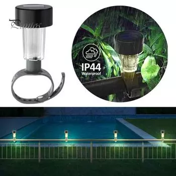 1/6 шт. светильник для бассейна на солнечных батареях, водонепроницаемый надземный светильник для ограждения бассейна, теплый белый свет, уличный каркас для украшения ограждения бассейна, светодиодный светильник 1pc