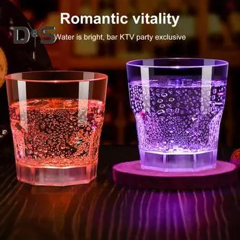 1/6 шт. светящиеся стопки со светодиодной подсветкой, бокалы для виски для вечеринки, светящиеся в темноте стопки, многоразовая посуда для напитков на день рождения, Рождество, свадьбу красный