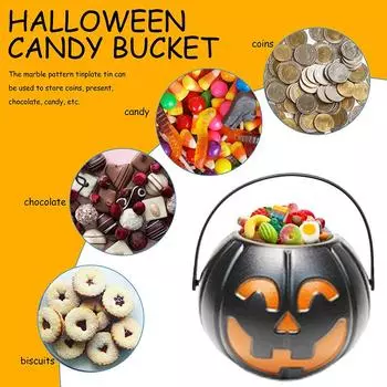 1/6 шт., ведро для конфет на Хэллоуин, мини-ведро в форме тыквы, детская игрушка «сладость или гадость», переносная банка для конфет, домашний декор, декор для вечеринки на Хэллоуин 1PCS