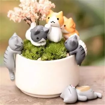1/6 шт. забавный Neko Atsume Meow Mochi Dango Cat цветочный горшок микропейзаж мини-кукла балкон украшения цветочный горшок домашний декор