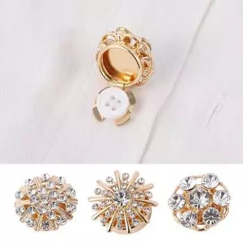 1/6 шт. женские накладки на пуговицы блестящие запонки со стразами защелкивающиеся съемные зажимы для пуговиц рубашка платье аксессуары 1pc B