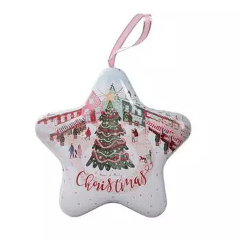 1/6 шт. Жестяная коробка с ремешком Легко повесить Коробка для конфет и печенья Органайзер для хранения украшений Украшение на елку C