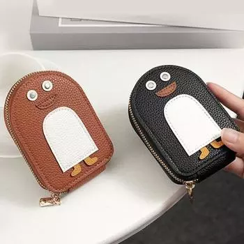 1/6шт держатель для кредитных карт с дизайном пингвина кошелек с застежкой-молнией износостойкий водонепроницаемый карта светло-фиолетовый