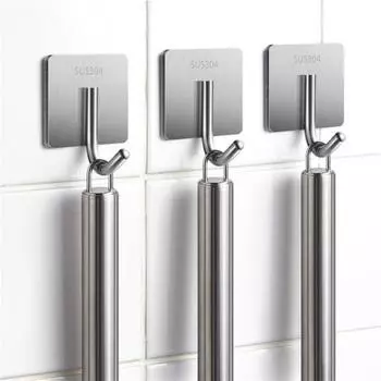 1/6шт настенные вешалки из нержавеющей стали сверхпрочные самоклеящиеся крючки для полотенец нержавеющие коррозионные 1pc чёрный