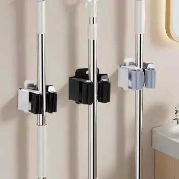 1/6шт настенный держатель для швабры из нержавеющей стали многоцелевые крючки вешалки для щеток и метел с винтами организация хранения в ванной комнате 1PCS