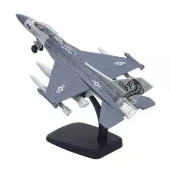1/72 F16 Игрушечный самолет, Игрушечный истребитель для детей, Игрушечные самолеты с откатным механизмом, Модель литья под давлением самолетов со светом и звуком, Металлические подарки для самолетов для детского декора 1/72-Size:22*14*6cm светло-синий