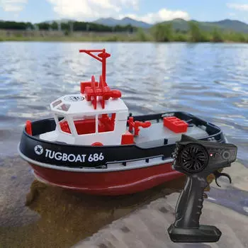 1/72 RC Буксир и пульт дистанционного управления Двухмоторная высокоскоростная лодка Водная игрушка для рек Мальчики Девочки зелёный