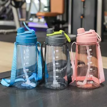 1.7/2.2L Water Bottle With Time Scale Large Capacity Straw Mug Portable Fitness Jugs Outdoor Travel Cup Sports Gym Drink Tumbler 1.7L синий