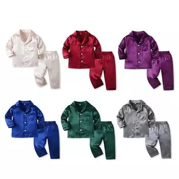 1-7 лет Детский пижамный комплект однотонная ночная рубашка домашняя одежда для отдыха 80