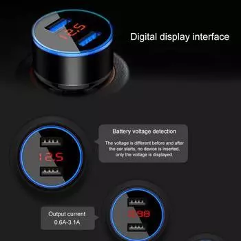 1~7 шт. 3.0 автомобильное зарядное устройство многофункциональное двойное USB светодиодный дисплей вольтметр мониторы автомобильный прикуриватель зарядное устройство адаптер автомобиль