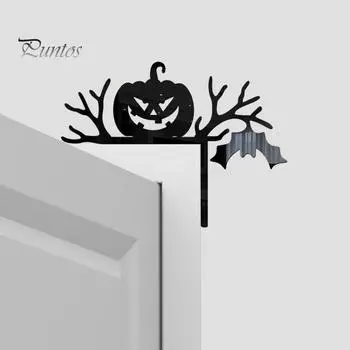 1/7 шт. Хэллоуин наклейка на дверь 3D ведьма призрак черная кошка паутина тыква окно дверь угловой знак акриловый переключатель украшение A