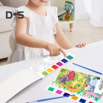 1/7 шт. Книга для рисования акварелью, детская закладка для книг своими руками, забавная книга для рисования с 21 уникальным узором, 6 ярких оттенков акварельной живописи A