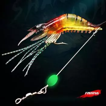 1/7 шт./лот мягкая рыболовная приманка в виде креветки 9 см/6 г искусственная приманка со светящейся бусиной вертлюжок крючок реалистичная приманка в виде креветки приманка для ловли карпа 2