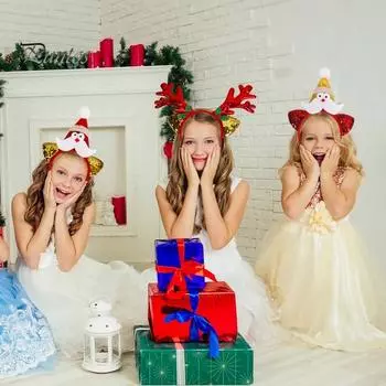 1/7 шт. Рождественская повязка на голову, праздничная шапка Санты, головные уборы из рогов оленя, рождественский костюм для вечеринки, обруч для волос, аксессуар для женщин, взрослых и детей D