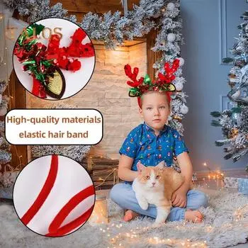 1/7 шт. Рождественская повязка на голову, праздничная шапка Санты, головные уборы из рогов оленя, рождественский костюм для вечеринки, обруч для волос, аксессуар для женщин, взрослых и детей D