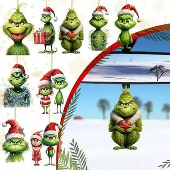 1/7 шт. Рождественские елочные украшения, мультяшный зеленый эльф, подвесное украшение, акриловая рождественская подвеска для праздничного украшения окна автомобиля, стены, дерева D