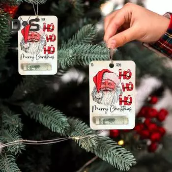 1/7 шт. Рождественский держатель денег, ручной работы, деревянный зажим для денег, украшение для кошелька, размещение дозатора денег, рождественская елка, подвесное украшение для наличных, подарочные карты G