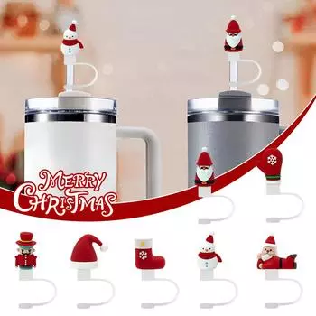 1/7pcs Christmas Series Straw Cap Set For 8mm Caliber Personalized Santa Straws Claus Straw Par Z9M2 B-1pcs